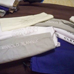 Lot of 5 pairs designer Dust bags Jimmy choo,  Manolo , Olympia , Clergerie , We